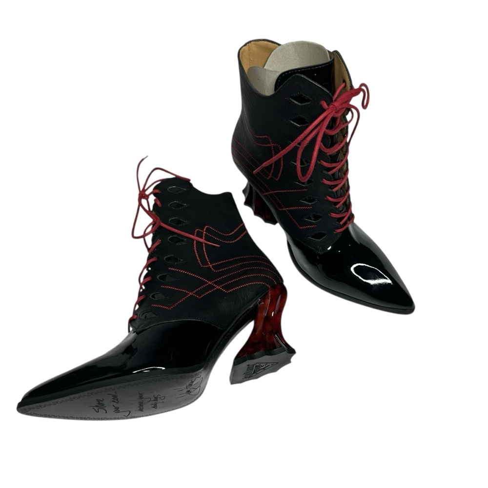 NEW John Fluevog Deliverance Brit Regal Lace-Up Ankle Booties w/ Rococo Heel 7.5 - Picture 12 of 15